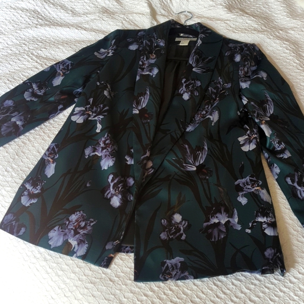 H&M Dark green Floral Blazer With Belt